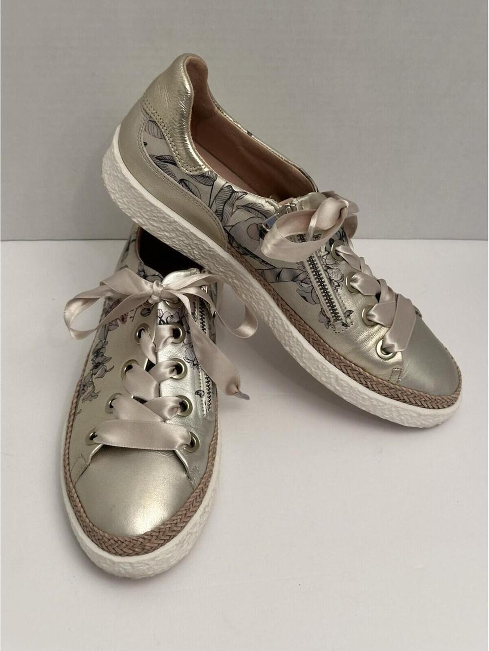 Rare Softwaves Frog Sneaker Gold Metallic Tree Frog Toucan Travel Shoes 40.5